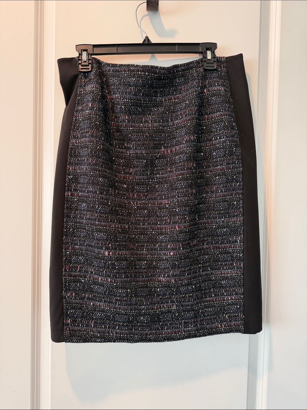 White House Black Market Black Tweed Pencil Skirt with Side Panels